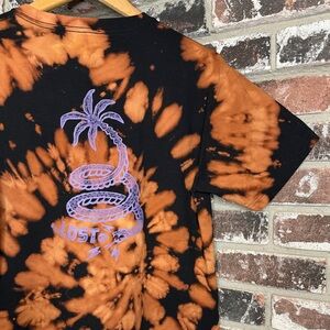 …Lost Spiral Rattlesnake Palm Tree Custom Bleach Spiral Tie-Dye T-Shirt